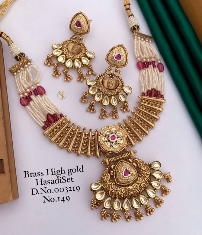 Antique Design Brass High Gold Plated Hasadi Set Neckless Wholesale Online
